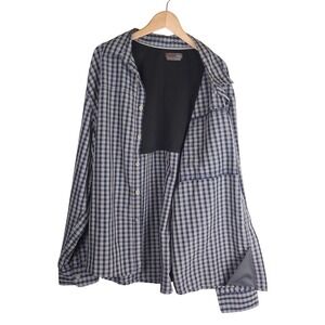 Wrangler Outdoor Shirt Mens XXL Blue Plaid Long Sleeve Hiking Camping Gorpcore